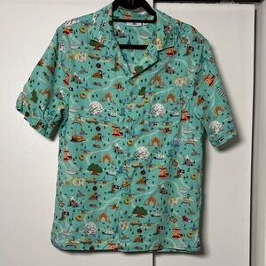 Disney Aqua Short-Sleeve Button-Down Shirt - S